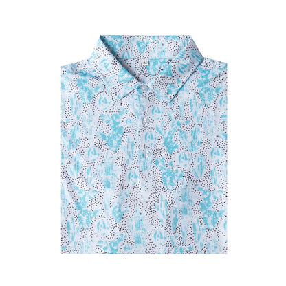 Cactus Print Antimicrobial quick dry slim fit polo shirt