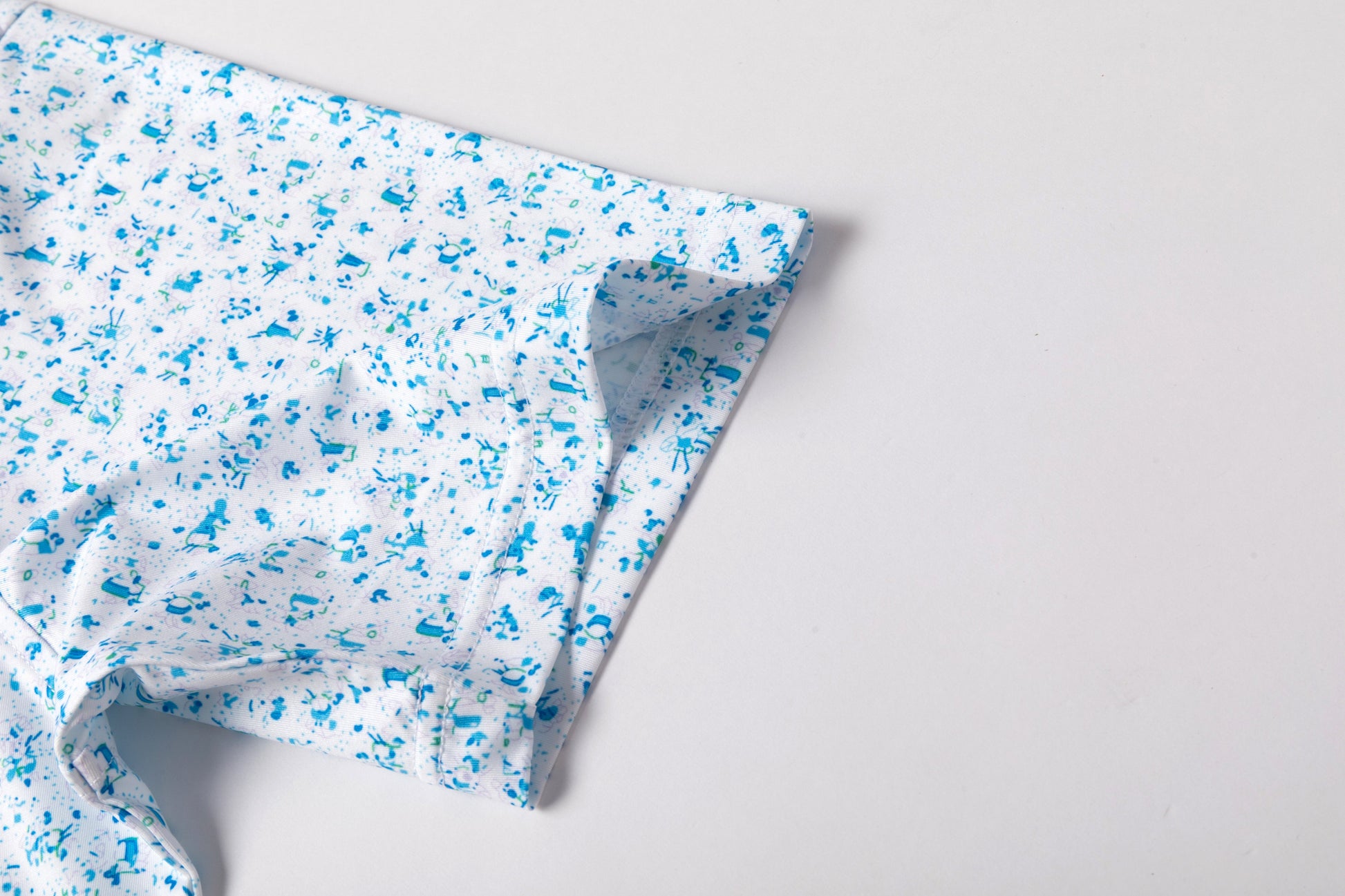 Blue Splatter Print Antimicrobial quick dry slim fit polo shirt