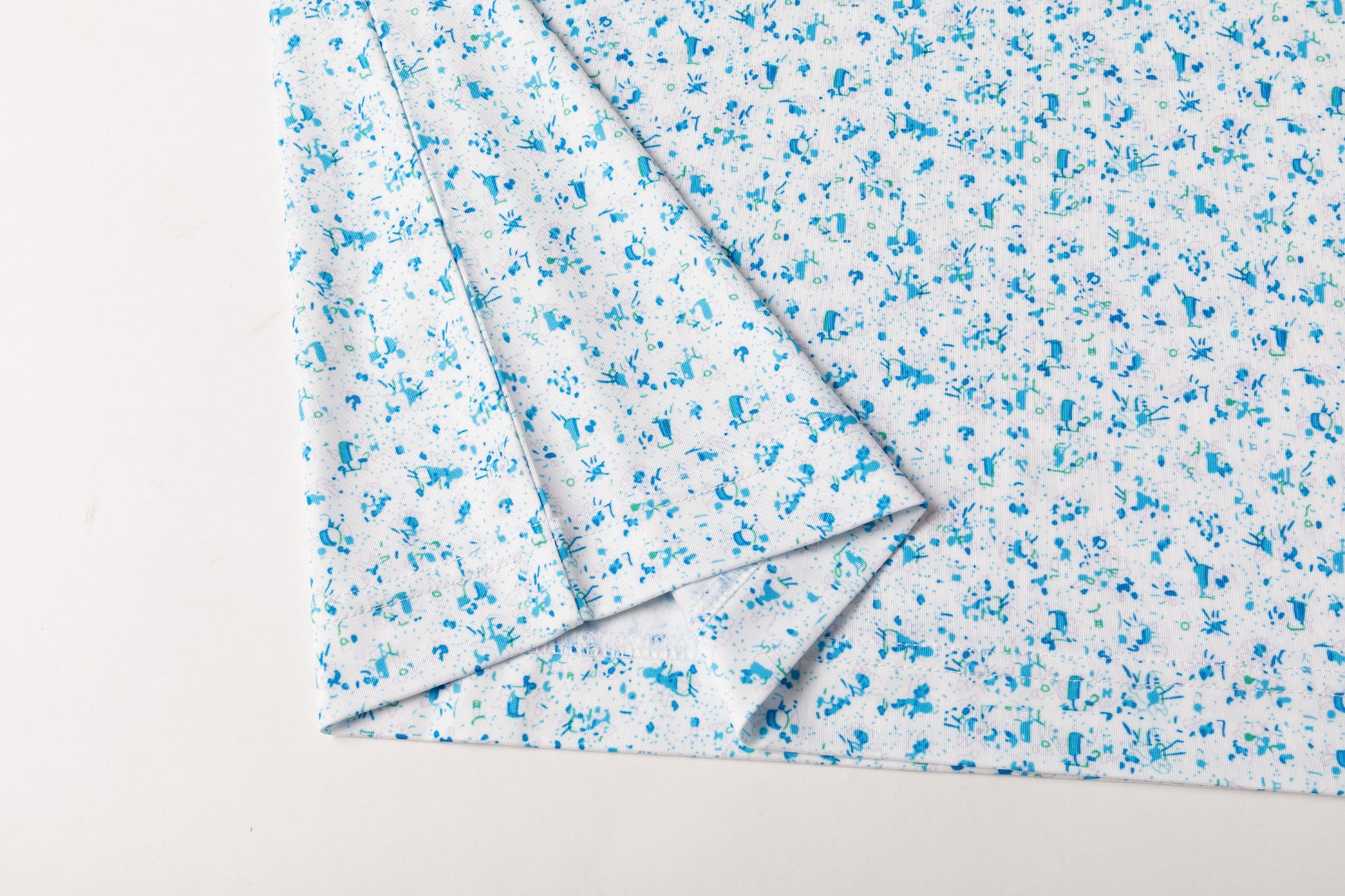 Blue Splatter Print Antimicrobial quick dry slim fit polo shirt