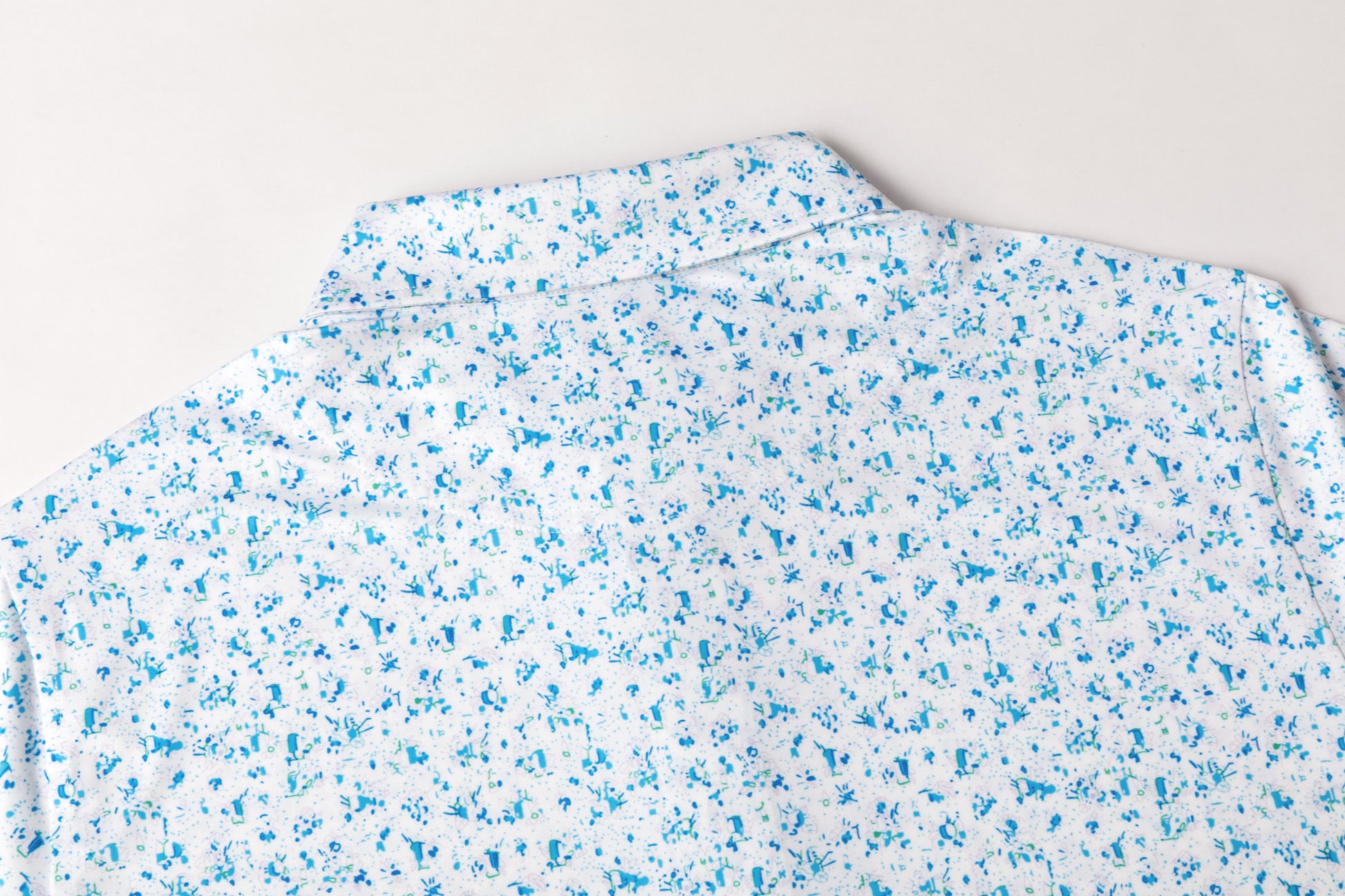 Blue Splatter Print Antimicrobial quick dry slim fit polo shirt
