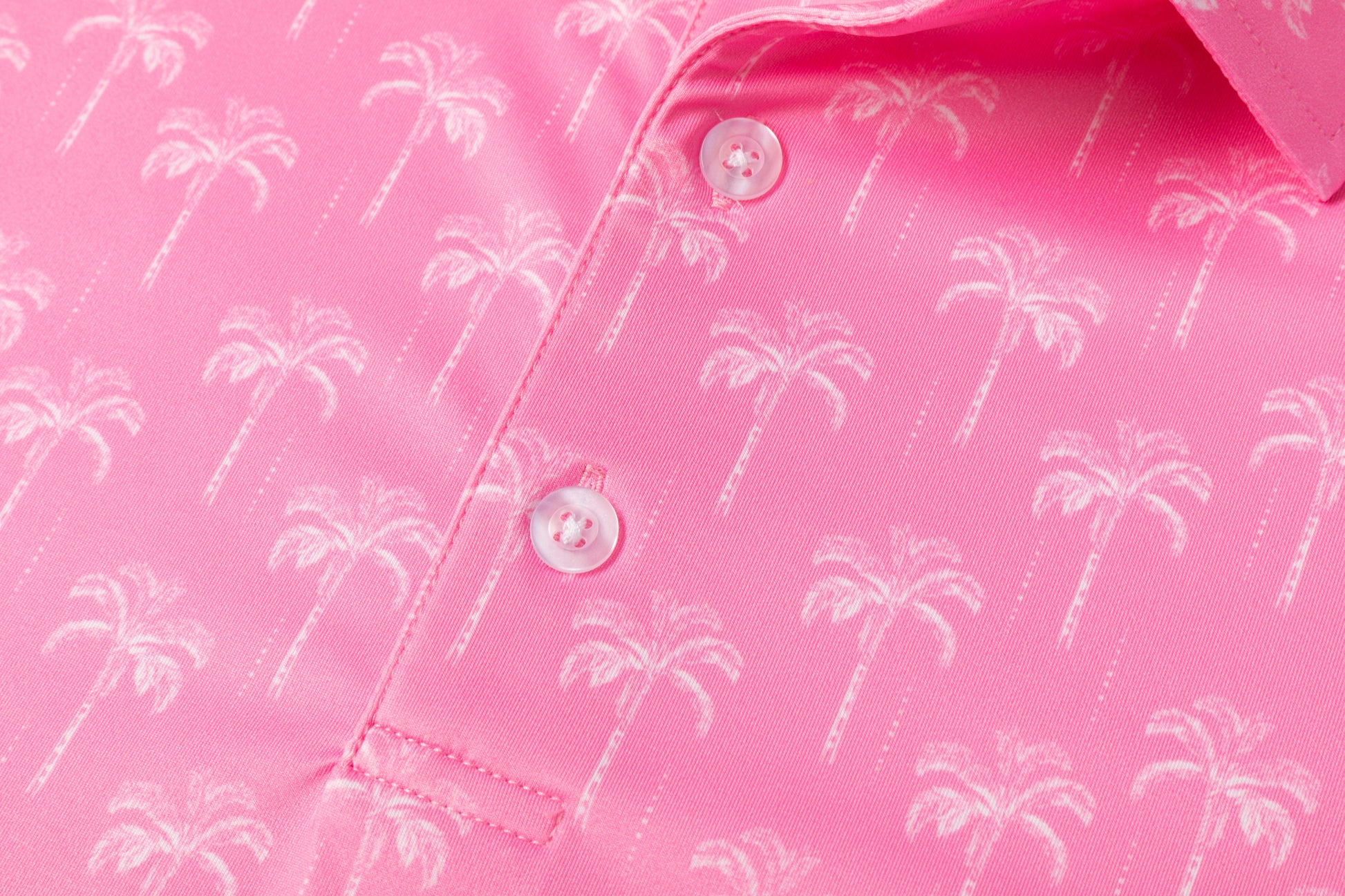 Pink coconut tree print Antimicrobial quick dry slim fit polo shirt