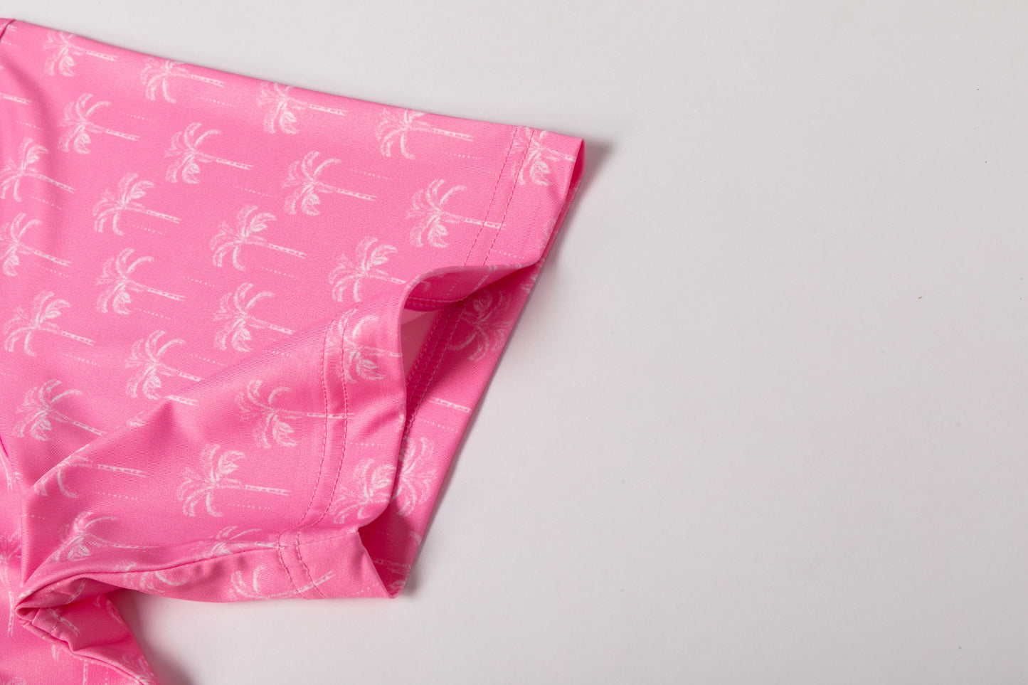 Pink coconut tree print Antimicrobial quick dry slim fit polo shirt