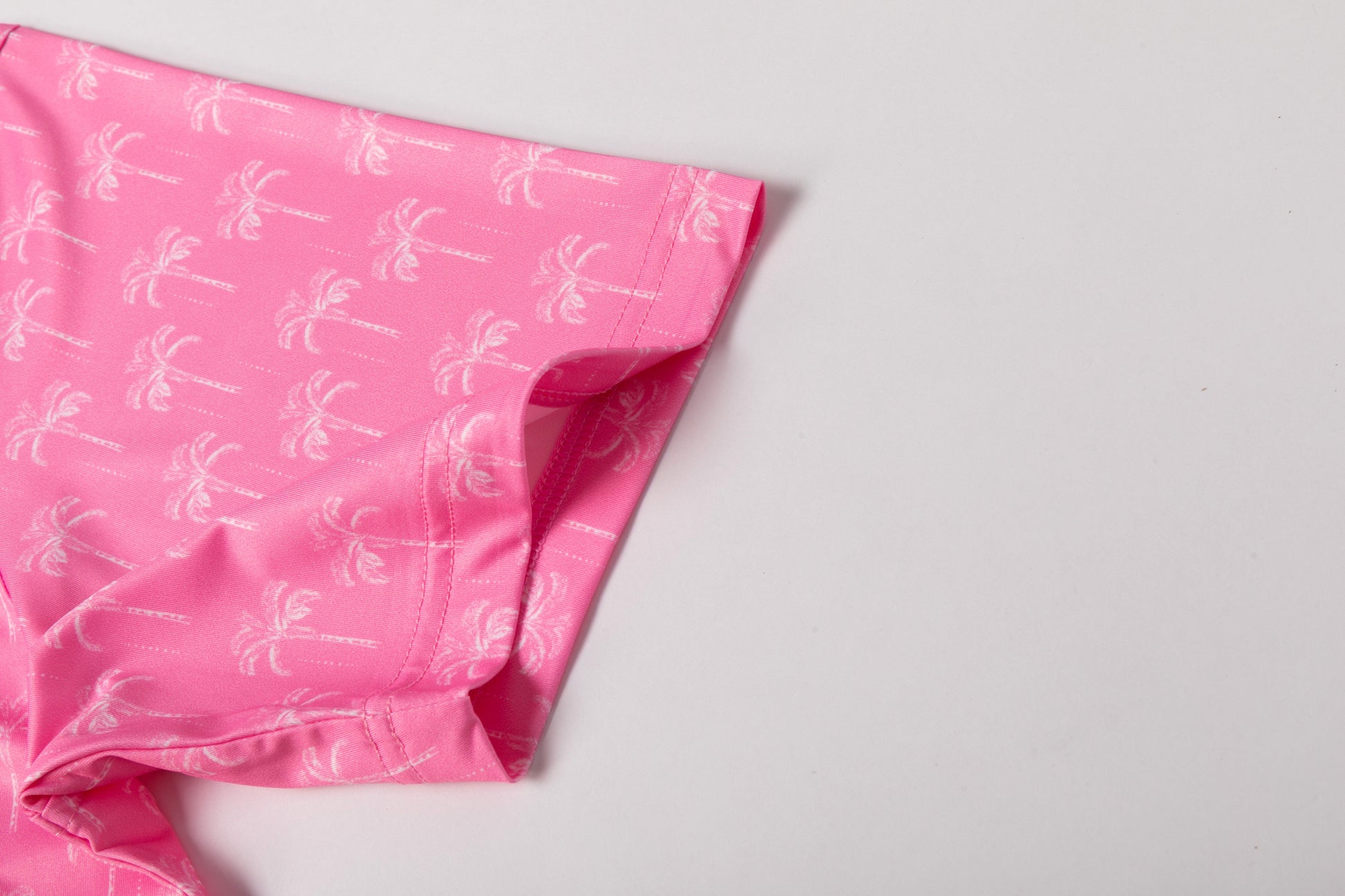 Pink coconut tree print Antimicrobial quick dry slim fit polo shirt
