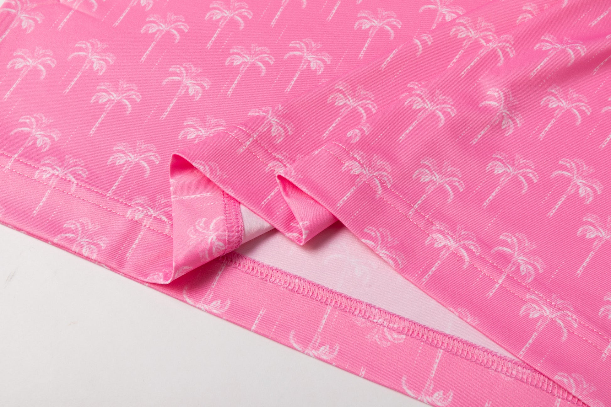 Pink coconut tree print Antimicrobial quick dry slim fit polo shirt