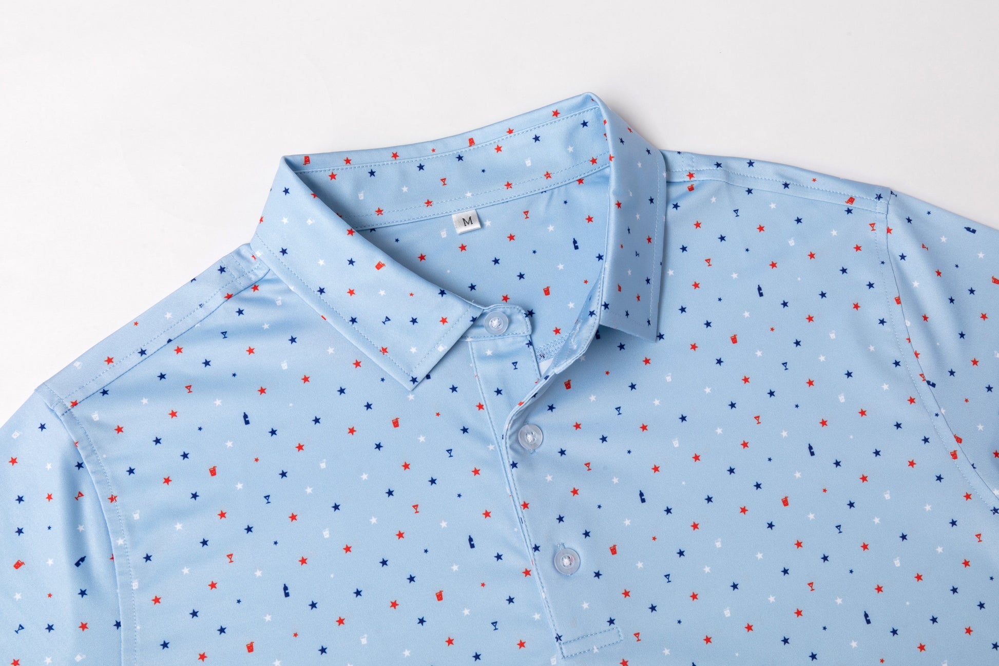 Blue American - themed print Antimicrobial quick dry slim fit polo shirt