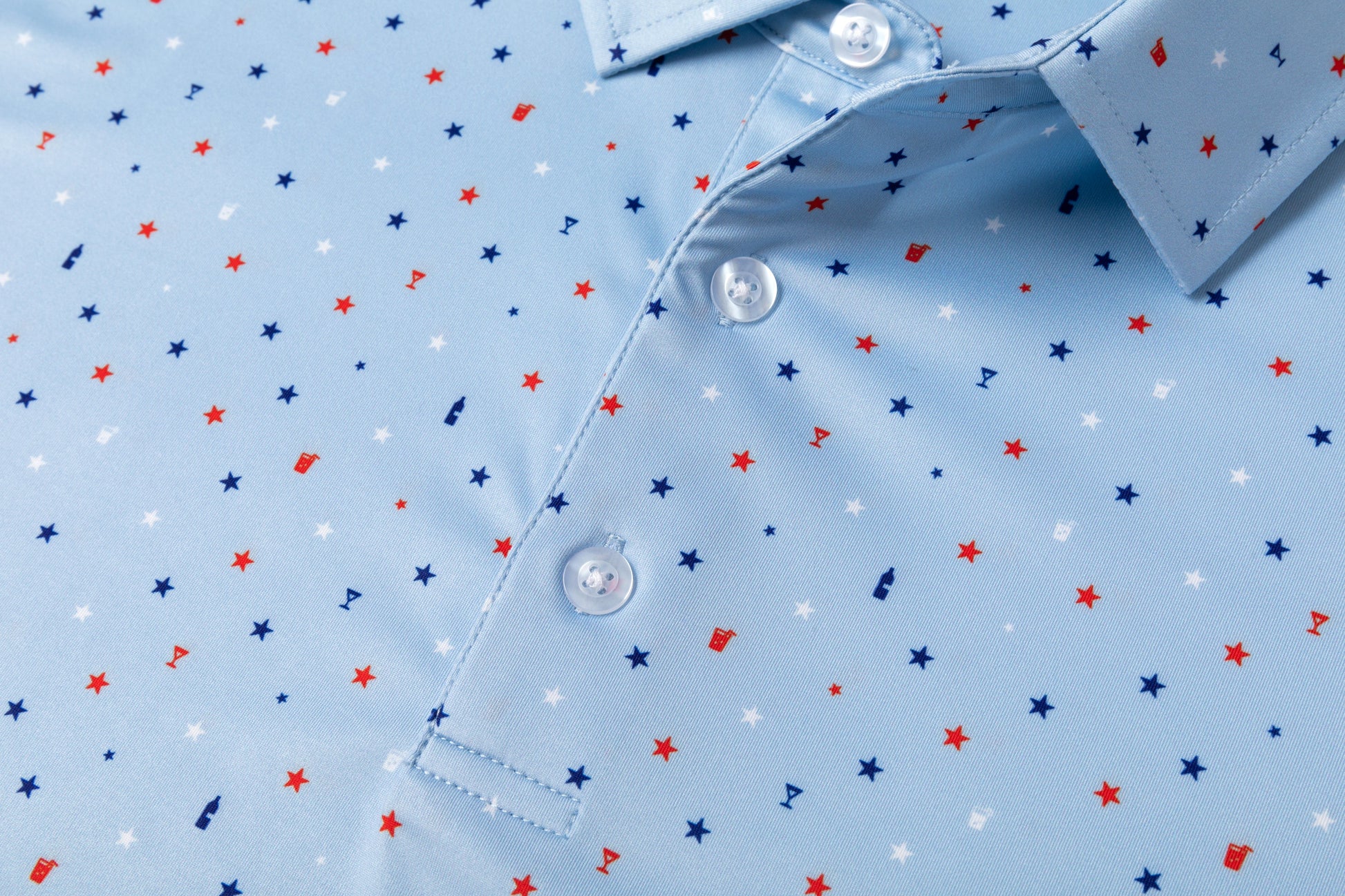Blue American - themed print Antimicrobial quick dry slim fit polo shirt