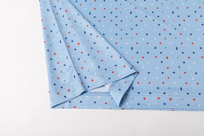 Blue American - themed print Antimicrobial quick dry slim fit polo shirt