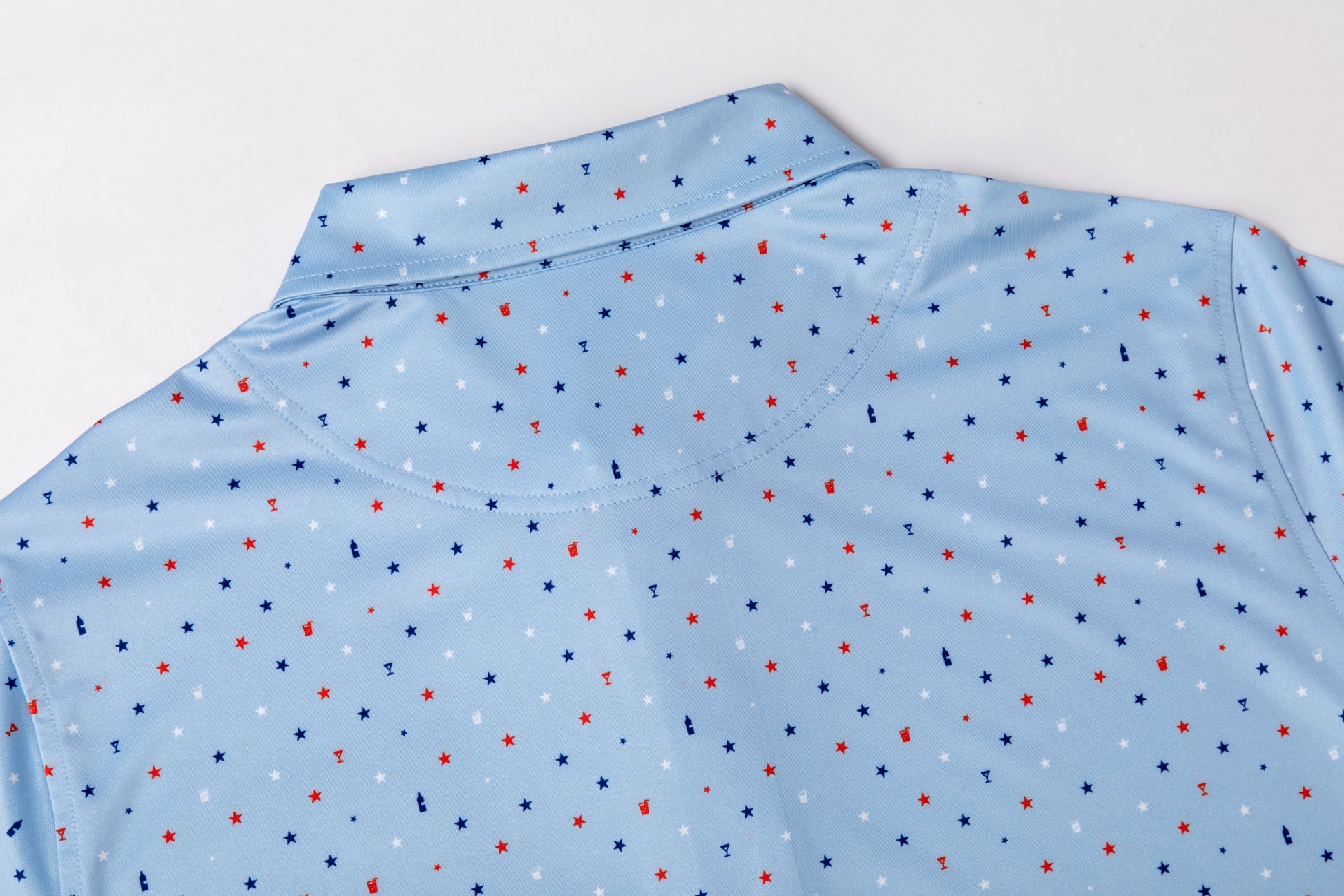 Blue American - themed print Antimicrobial quick dry slim fit polo shirt
