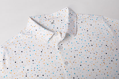Colorful polka dot print Antimicrobial quick dry slim fit polo shirt