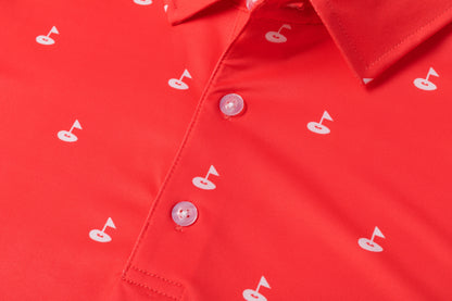 Golf hole marker pattern Antimicrobial quick dry slim fit polo shirt