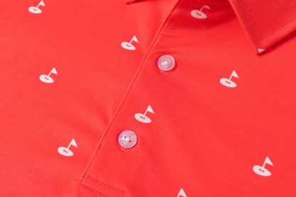 Golf hole marker pattern Antimicrobial quick dry slim fit polo shirt