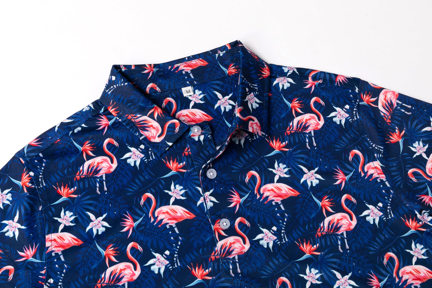 Tropical flamingo floral pattern Antimicrobial quick dry slim fit polo shirt