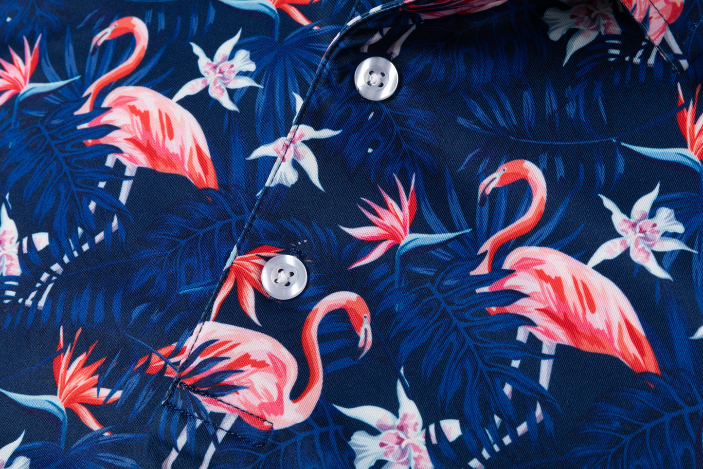 Tropical flamingo floral pattern Antimicrobial quick dry slim fit polo shirt