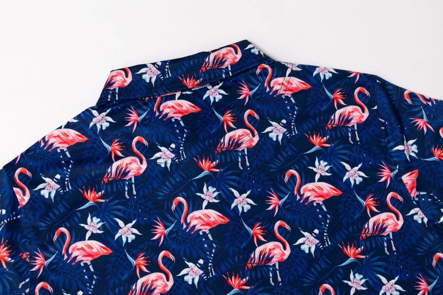 Tropical flamingo floral pattern Antimicrobial quick dry slim fit polo shirt