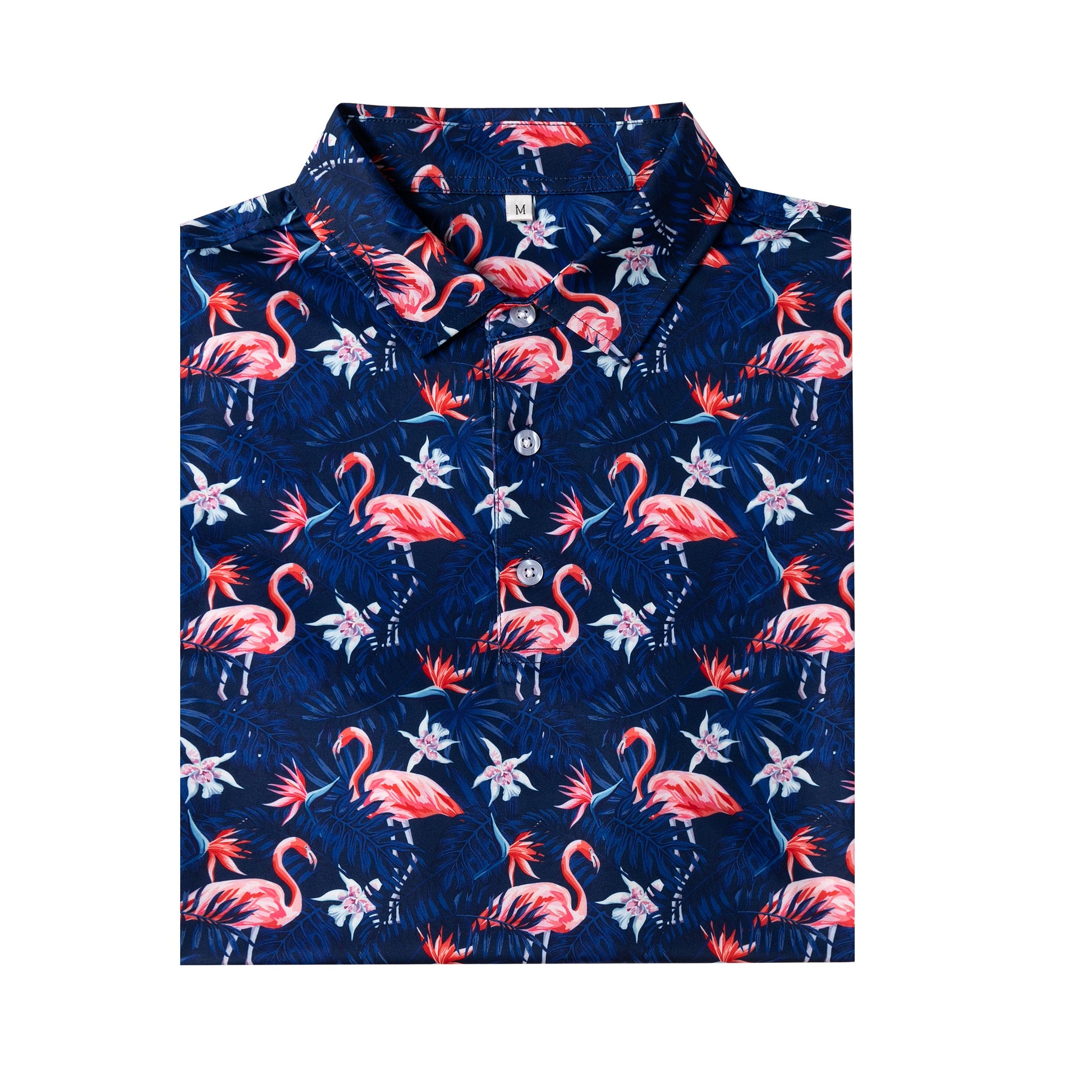 Tropical flamingo floral pattern Antimicrobial quick dry slim fit polo shirt