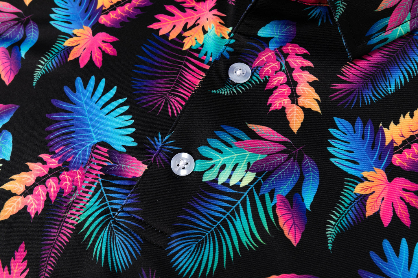 Colorful Tropical Plant Leaf Pattern Antimicrobial quick dry slim fit polo shirt