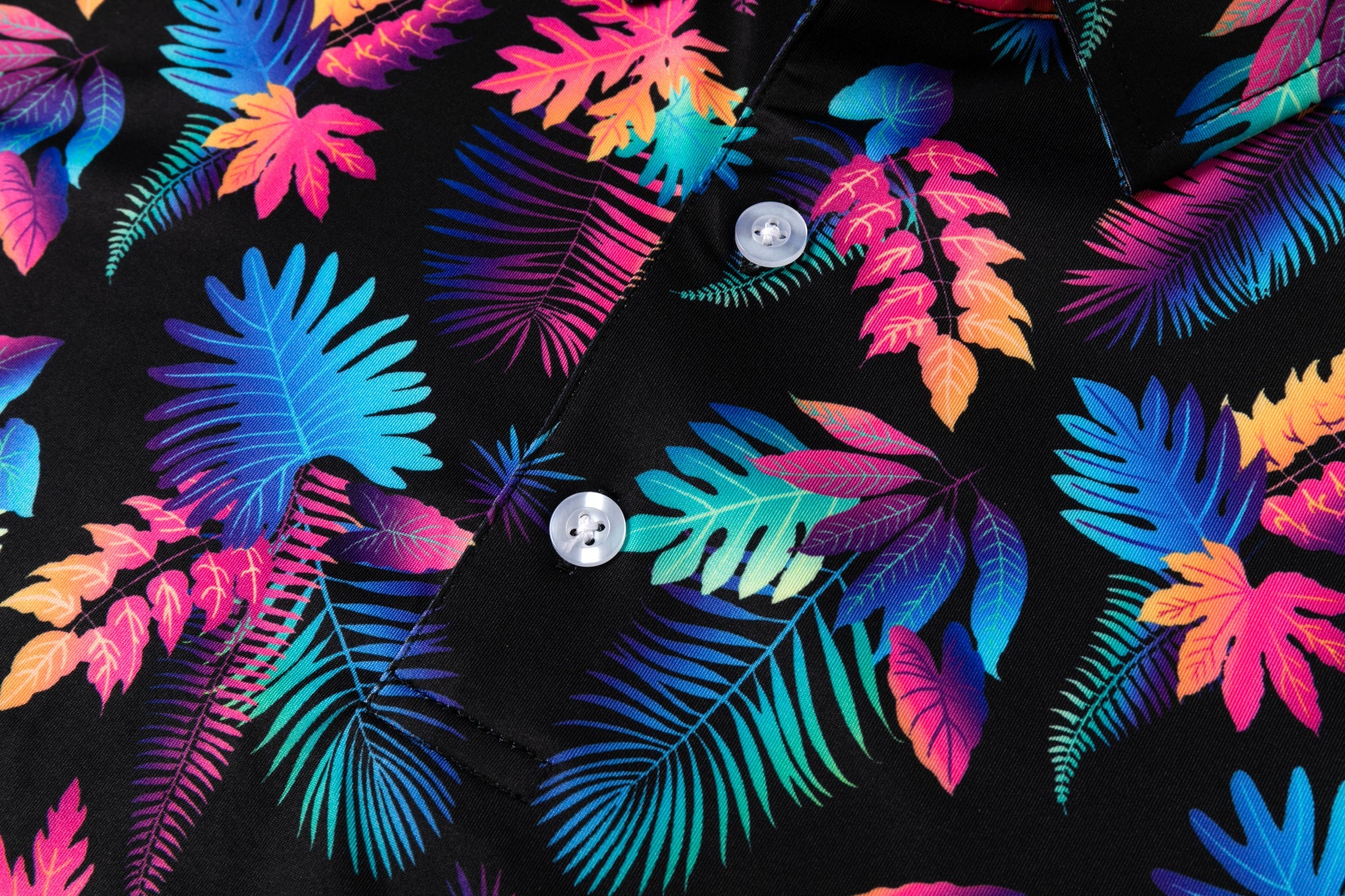 Colorful Tropical Plant Leaf Pattern Antimicrobial quick dry slim fit polo shirt