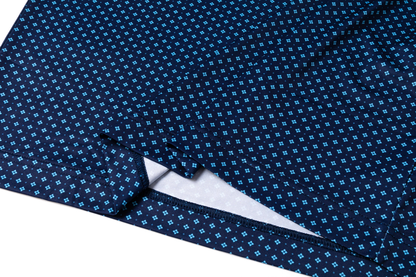 Blue diamond lattice pattern Antimicrobial quick dry slim fit polo shirt