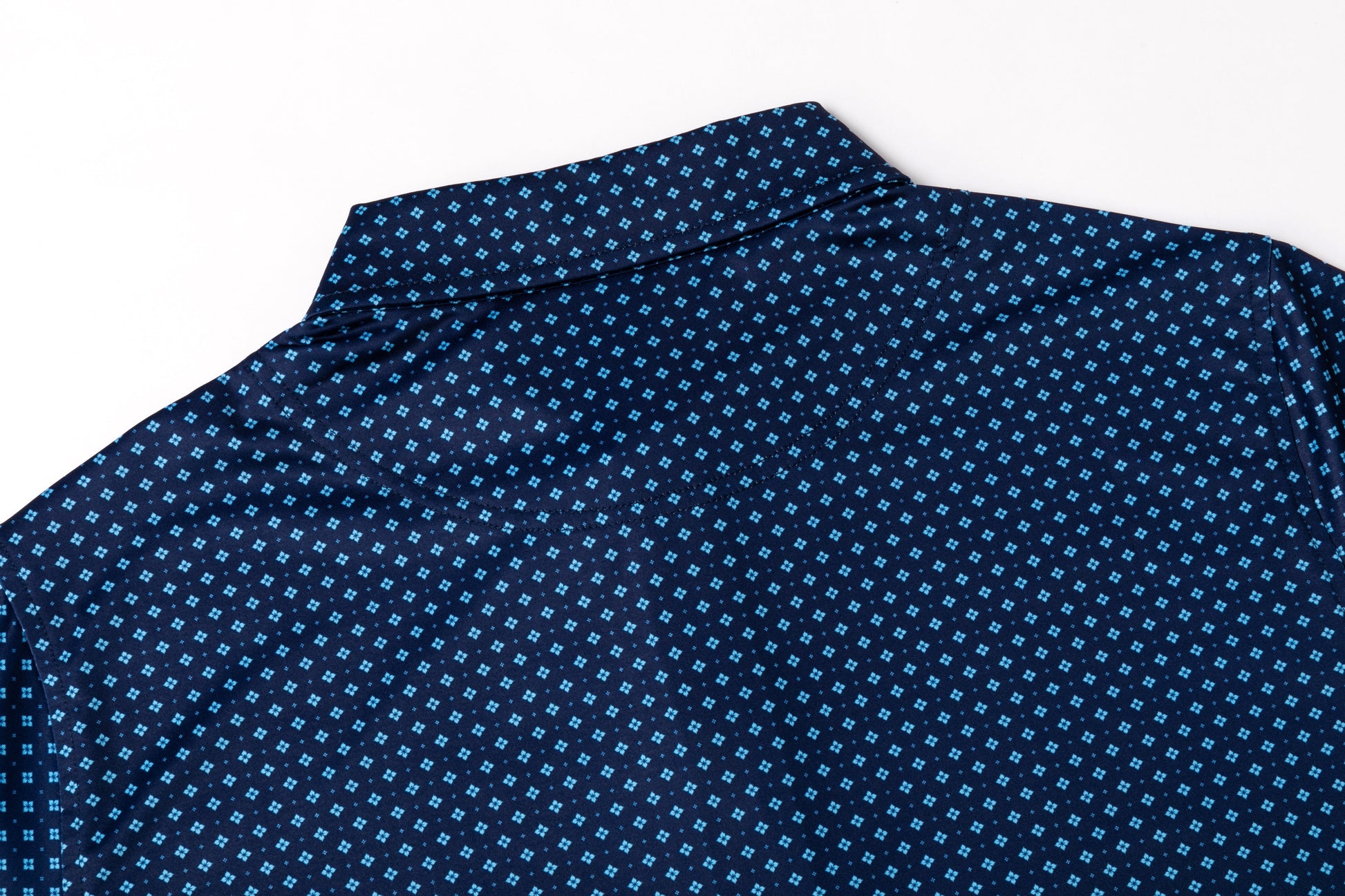 Blue diamond lattice pattern Antimicrobial quick dry slim fit polo shirt