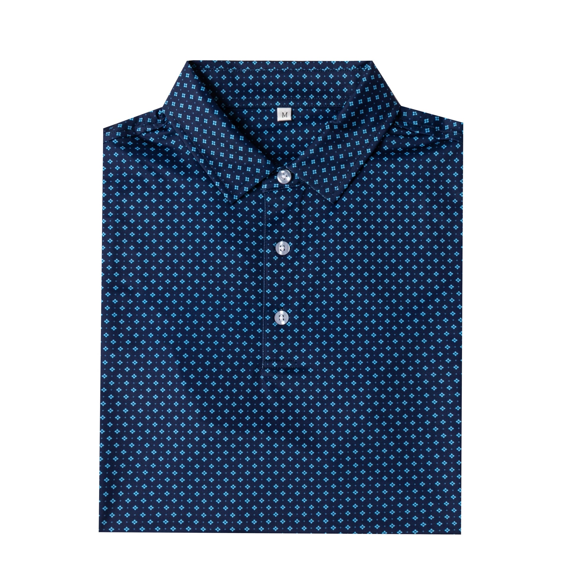 Blue diamond lattice pattern Antimicrobial quick dry slim fit polo shirt