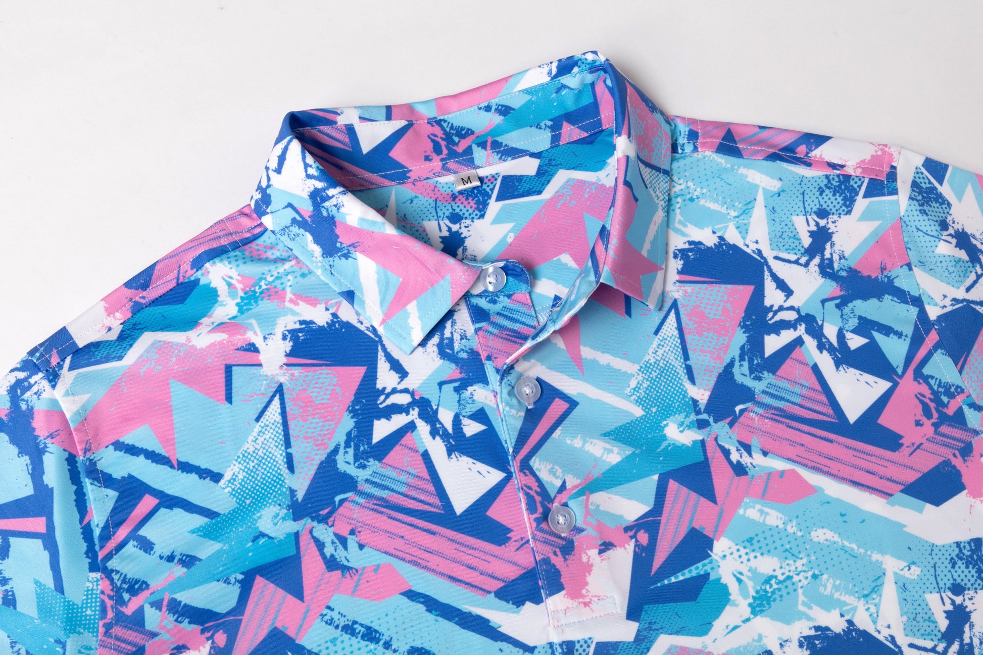 Colorful Geometric Graffiti Pattern Antimicrobial quick dry slim fit polo shirt