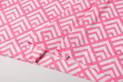Pink diamond - shaped zigzag pattern Antimicrobial quick dry slim fit polo shirt