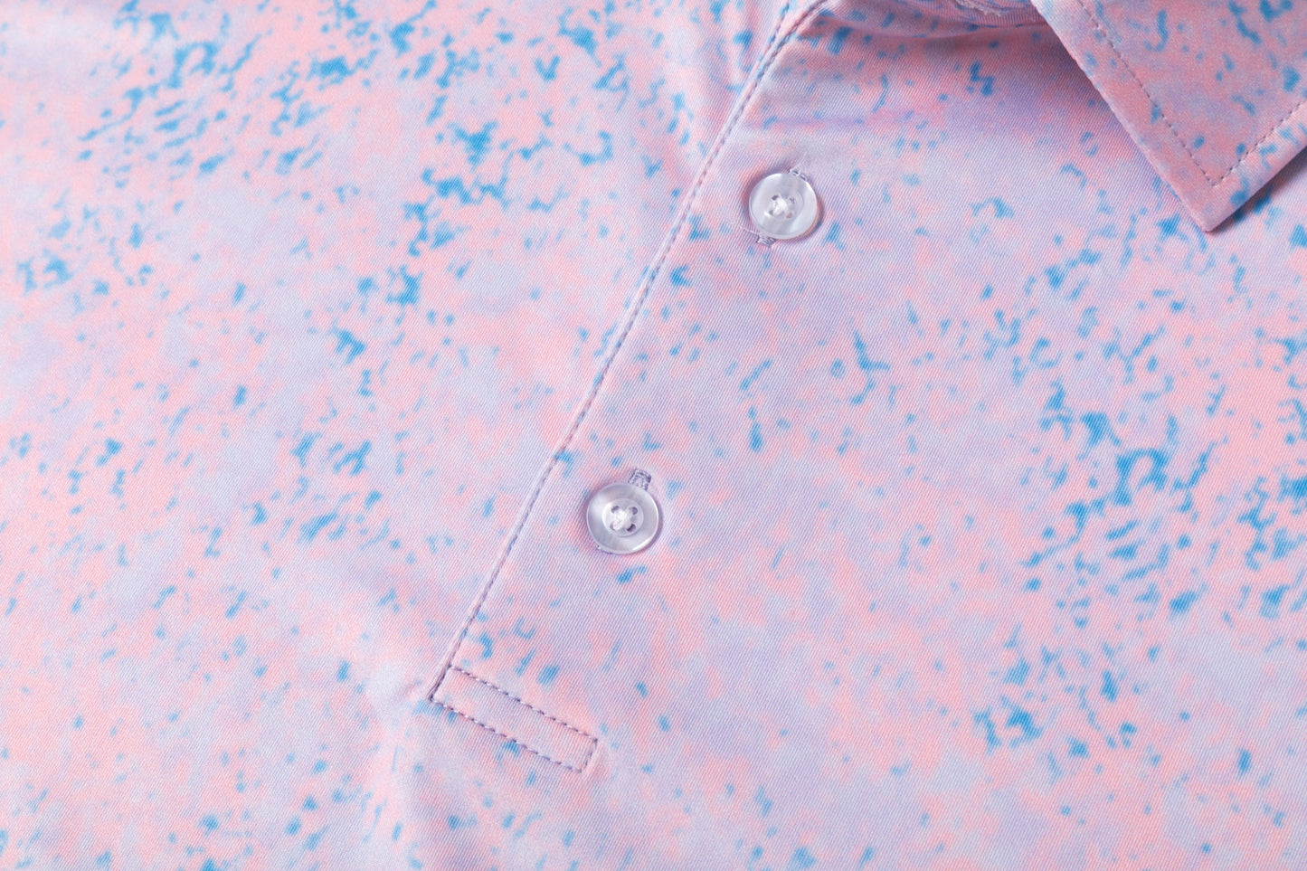 Pink - blue splatter pattern Antimicrobial quick dry slim fit polo shirt