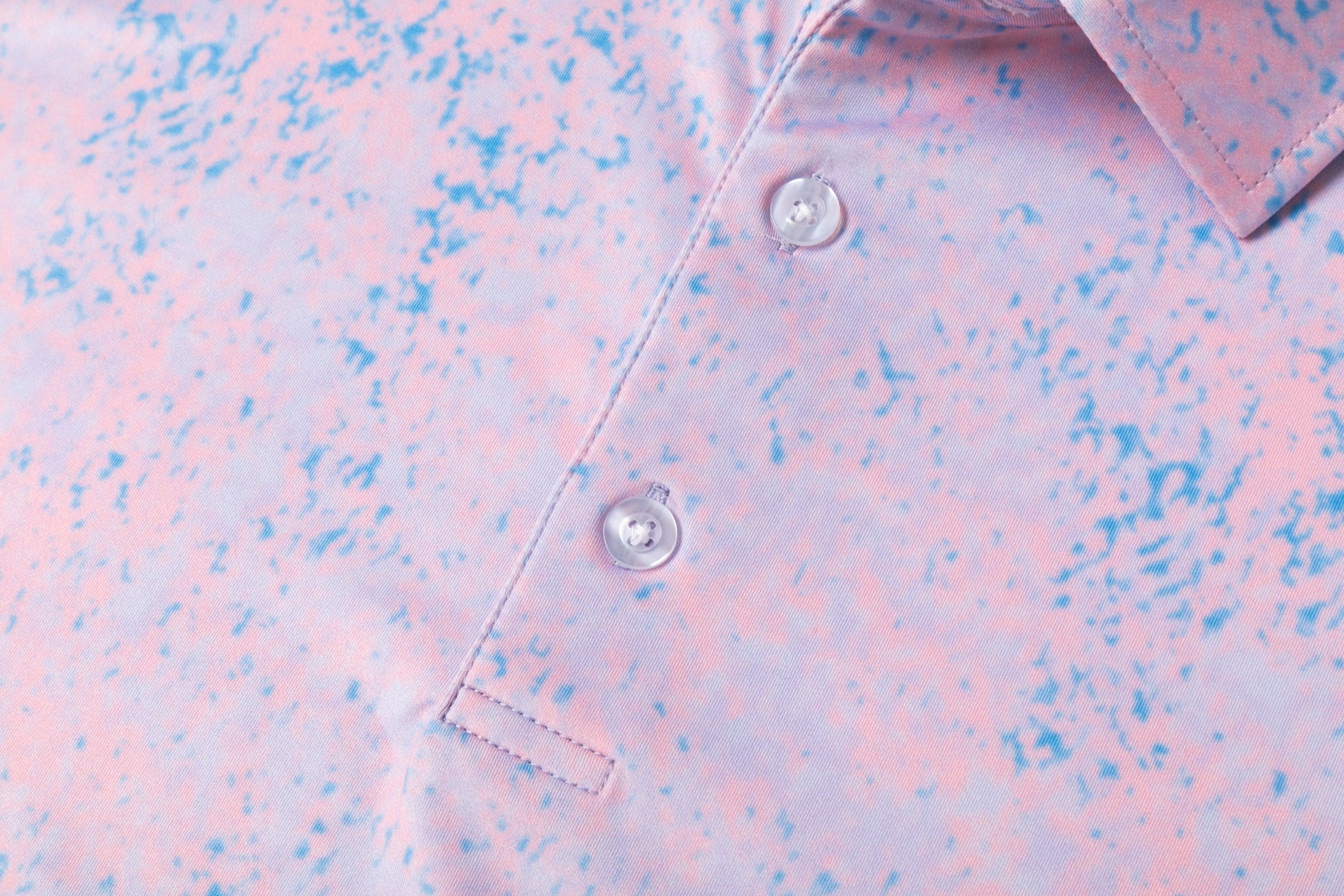 Pink - blue splatter pattern Antimicrobial quick dry slim fit polo shirt