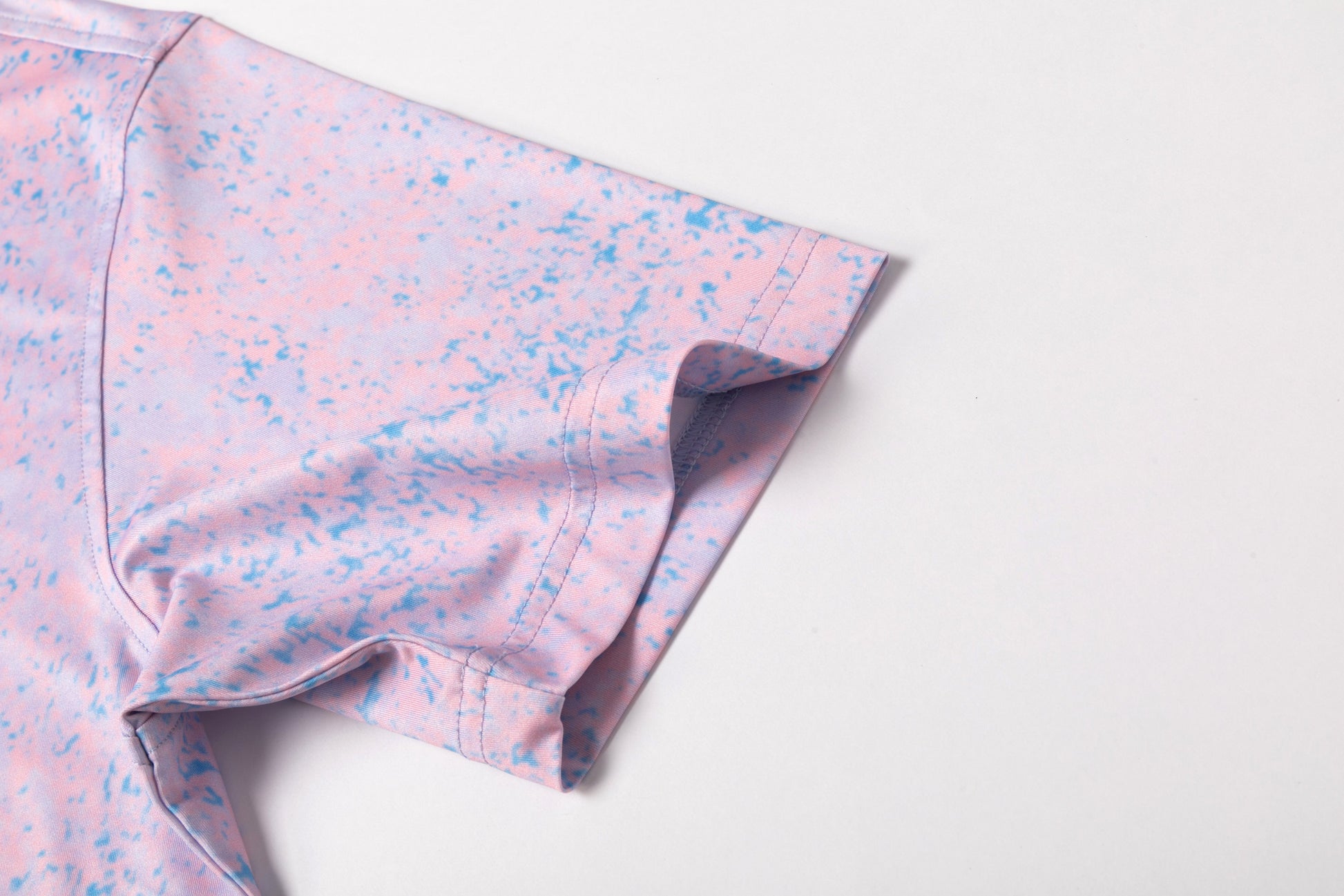 Pink - blue splatter pattern Antimicrobial quick dry slim fit polo shirt