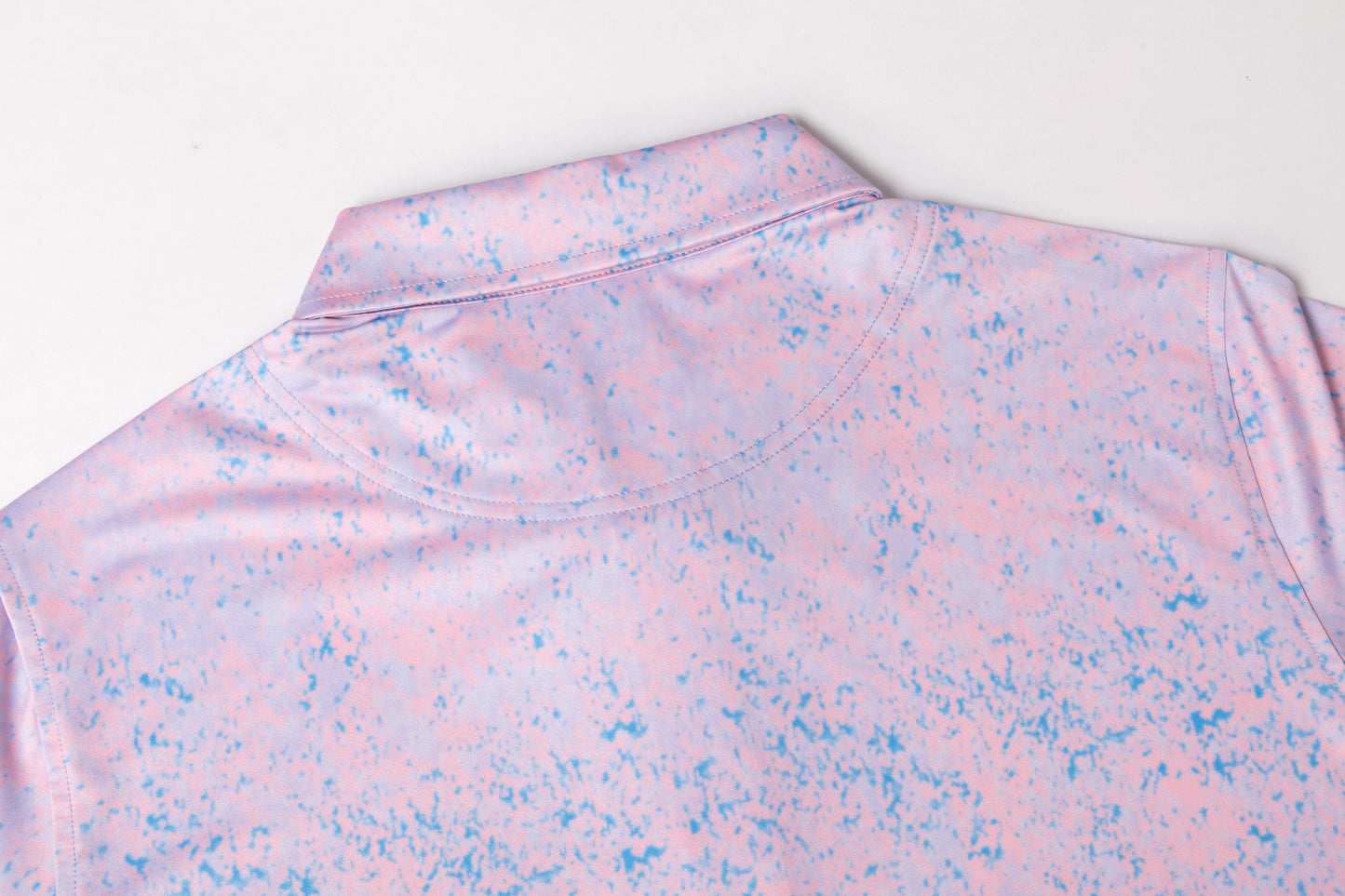 Pink - blue splatter pattern Antimicrobial quick dry slim fit polo shirt