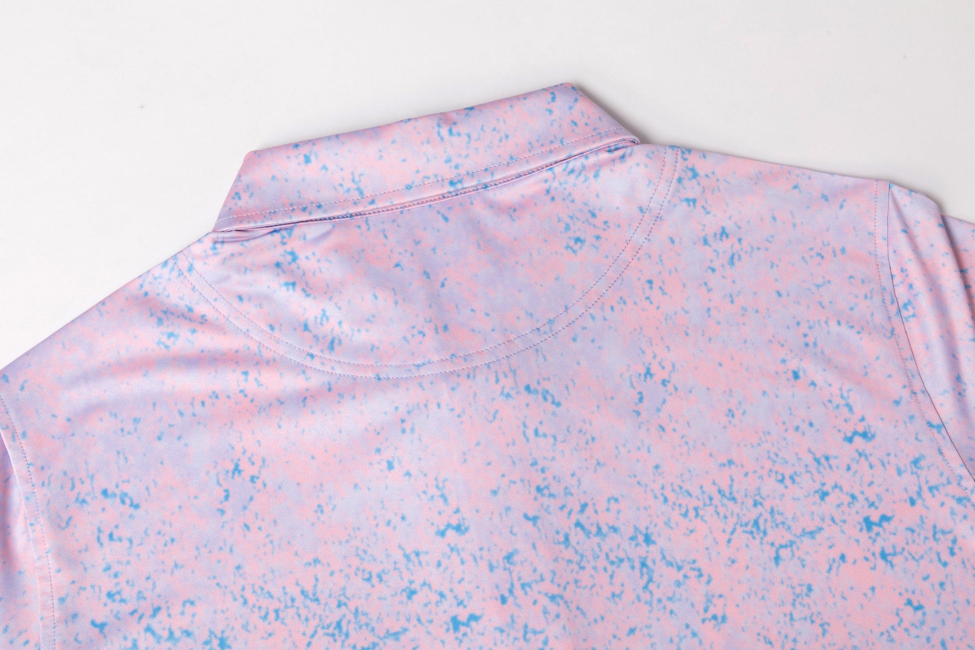 Pink - blue splatter pattern Antimicrobial quick dry slim fit polo shirt