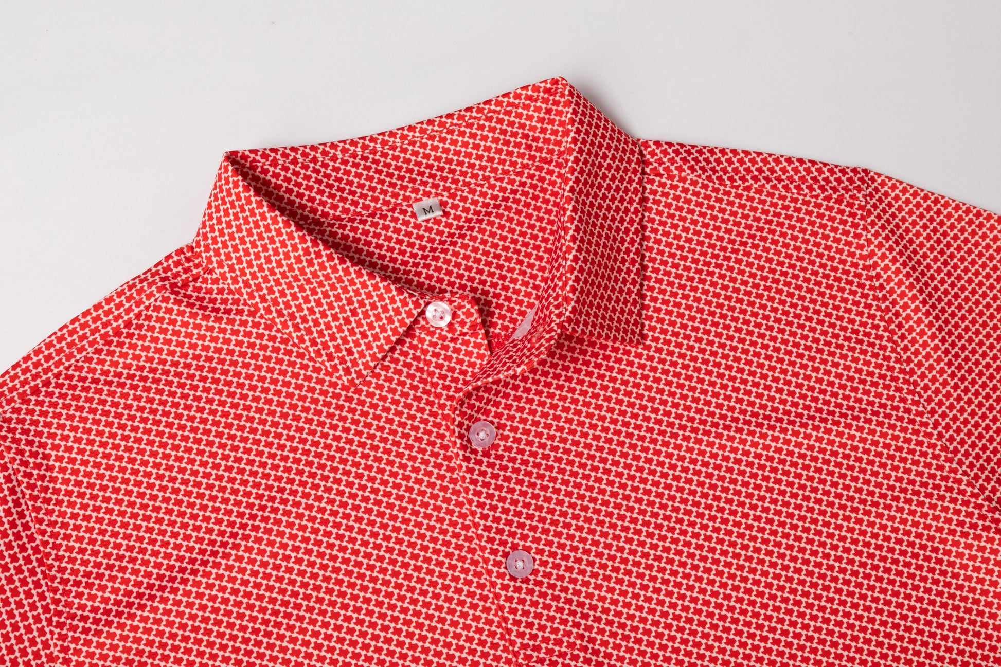 Red houndstooth pattern Antimicrobial quick dry slim fit polo shirt
