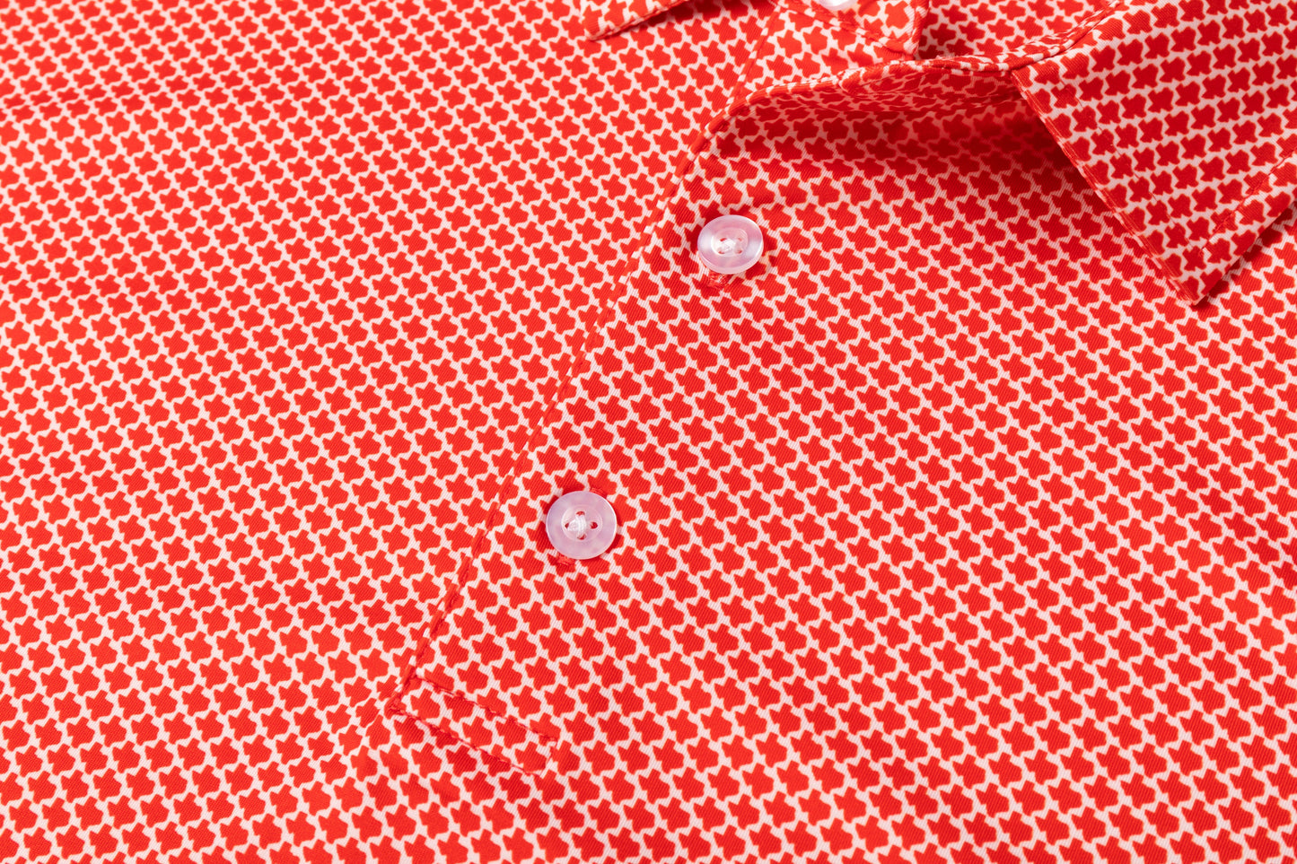 Red houndstooth pattern Antimicrobial quick dry slim fit polo shirt