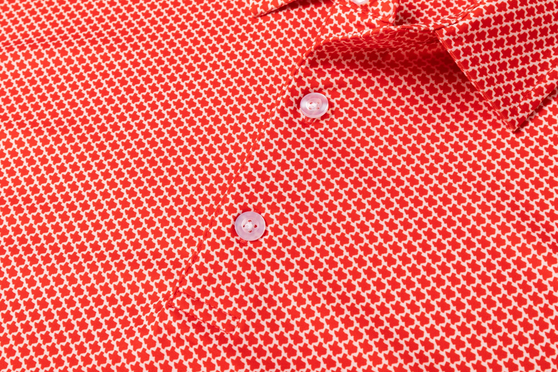 Red houndstooth pattern Antimicrobial quick dry slim fit polo shirt