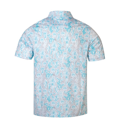 Cactus Print Antimicrobial quick dry slim fit polo shirt