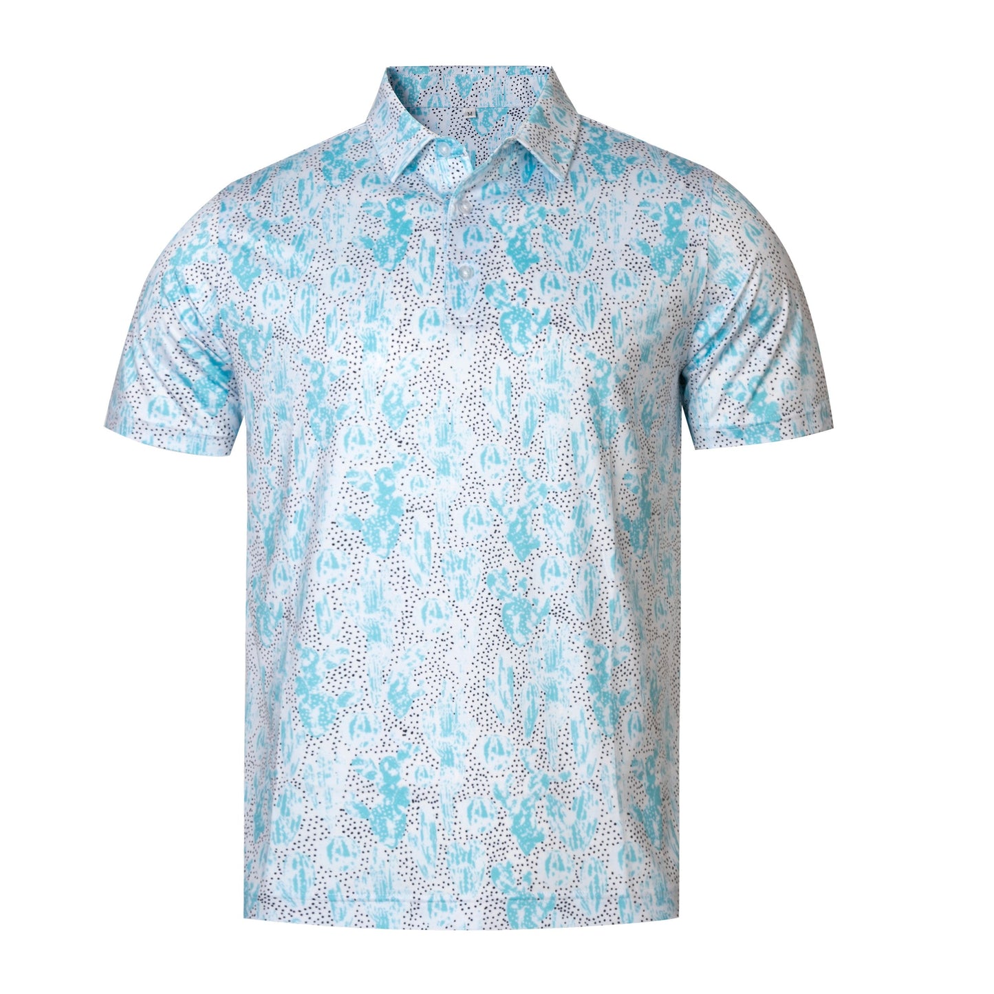 Cactus Print Antimicrobial quick dry slim fit polo shirt