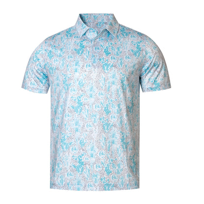 Cactus Print Antimicrobial quick dry slim fit polo shirt