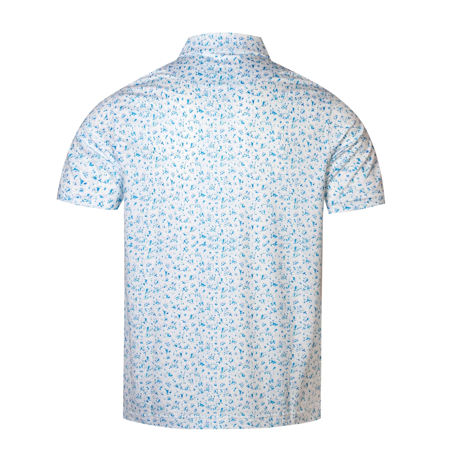 Blue Splatter Print Antimicrobial quick dry slim fit polo shirt