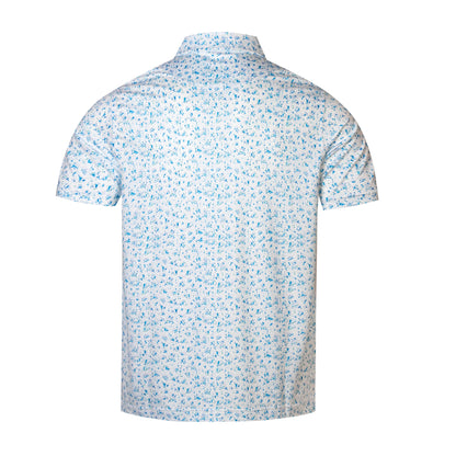 Blue Splatter Print Antimicrobial quick dry slim fit polo shirt