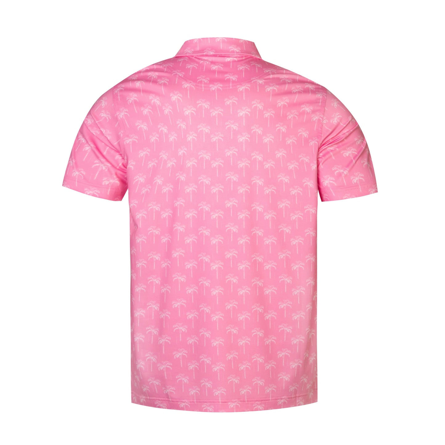 Pink coconut tree print Antimicrobial quick dry slim fit polo shirt