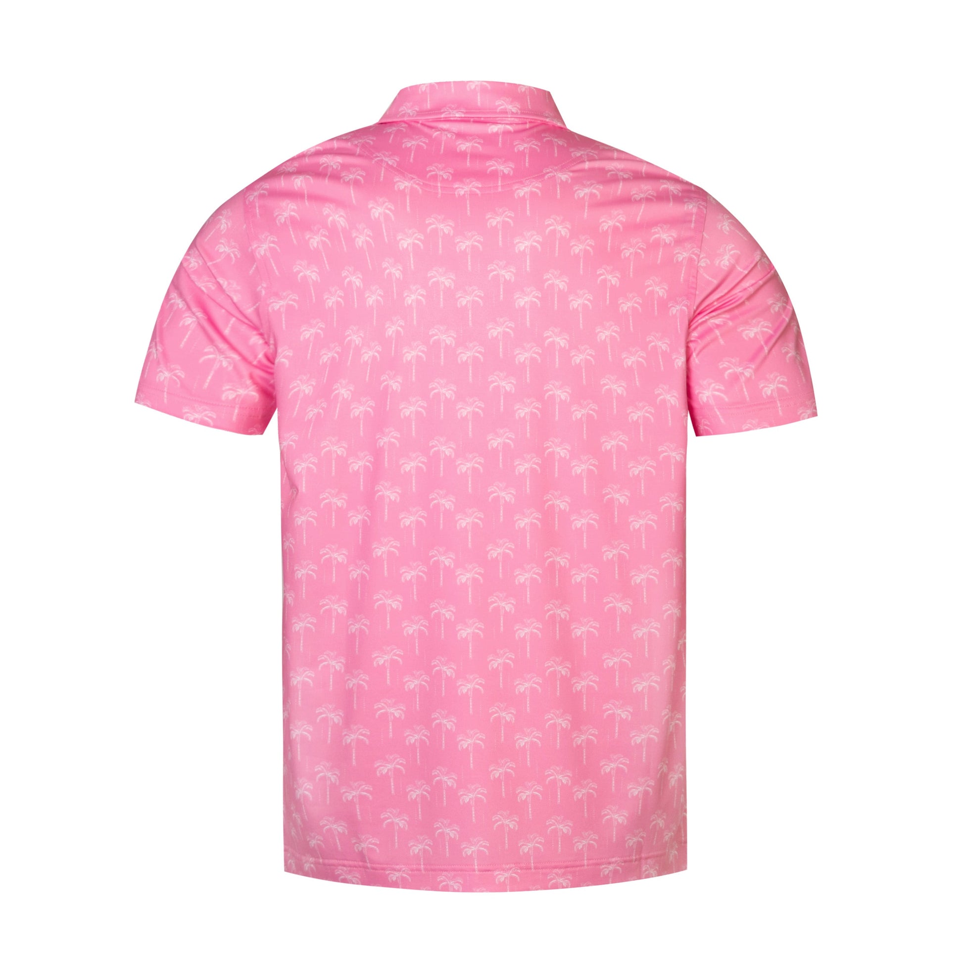 Pink coconut tree print Antimicrobial quick dry slim fit polo shirt