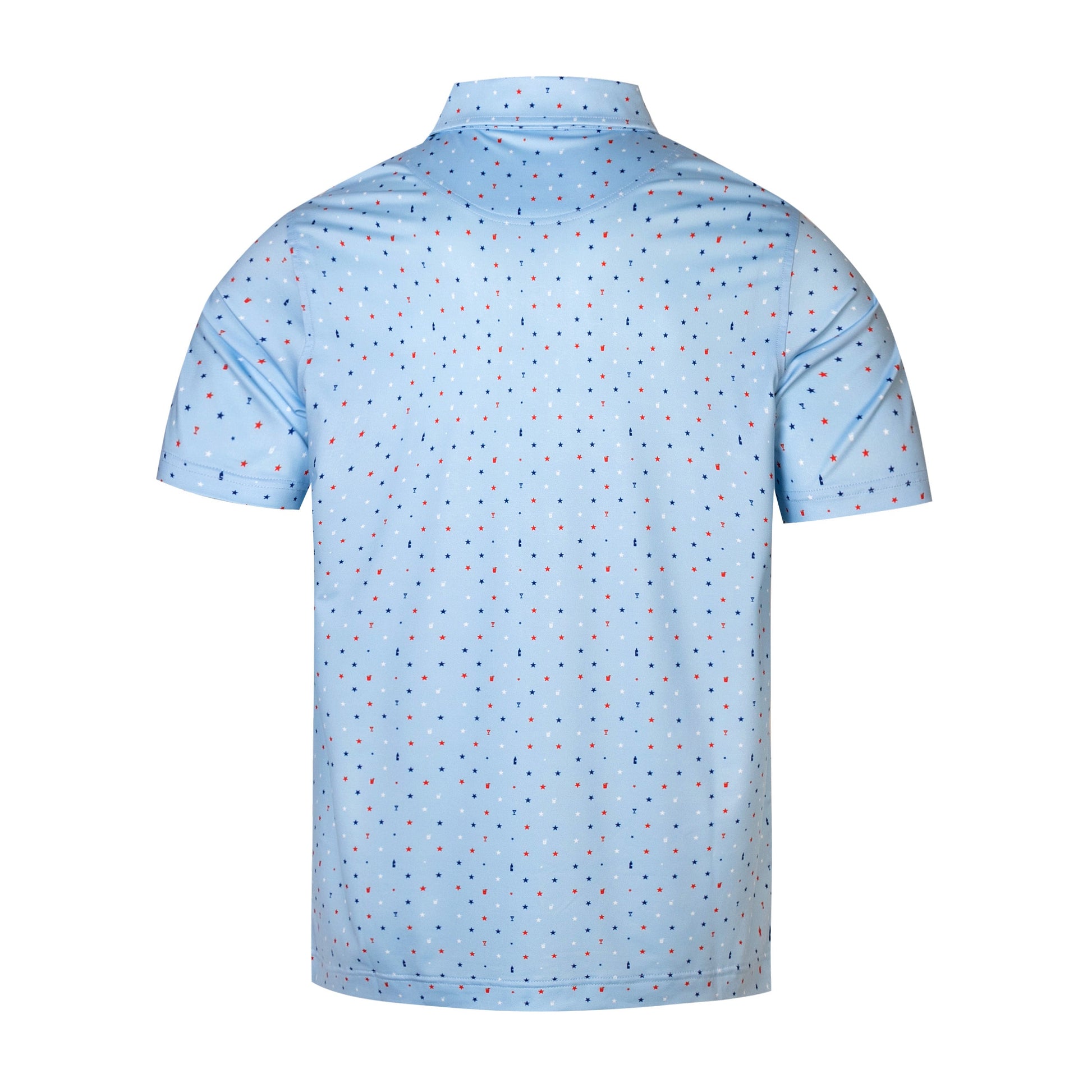 Blue American - themed print Antimicrobial quick dry slim fit polo shirt