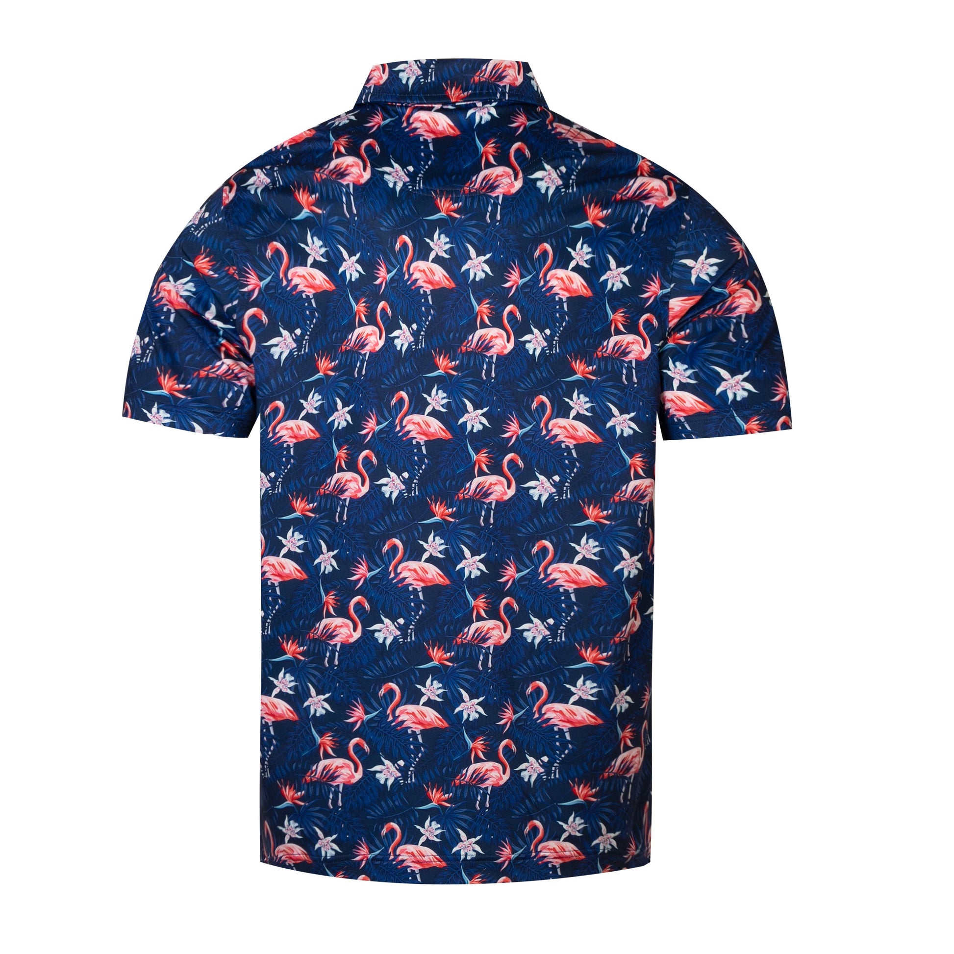 Tropical flamingo floral pattern Antimicrobial quick dry slim fit polo shirt