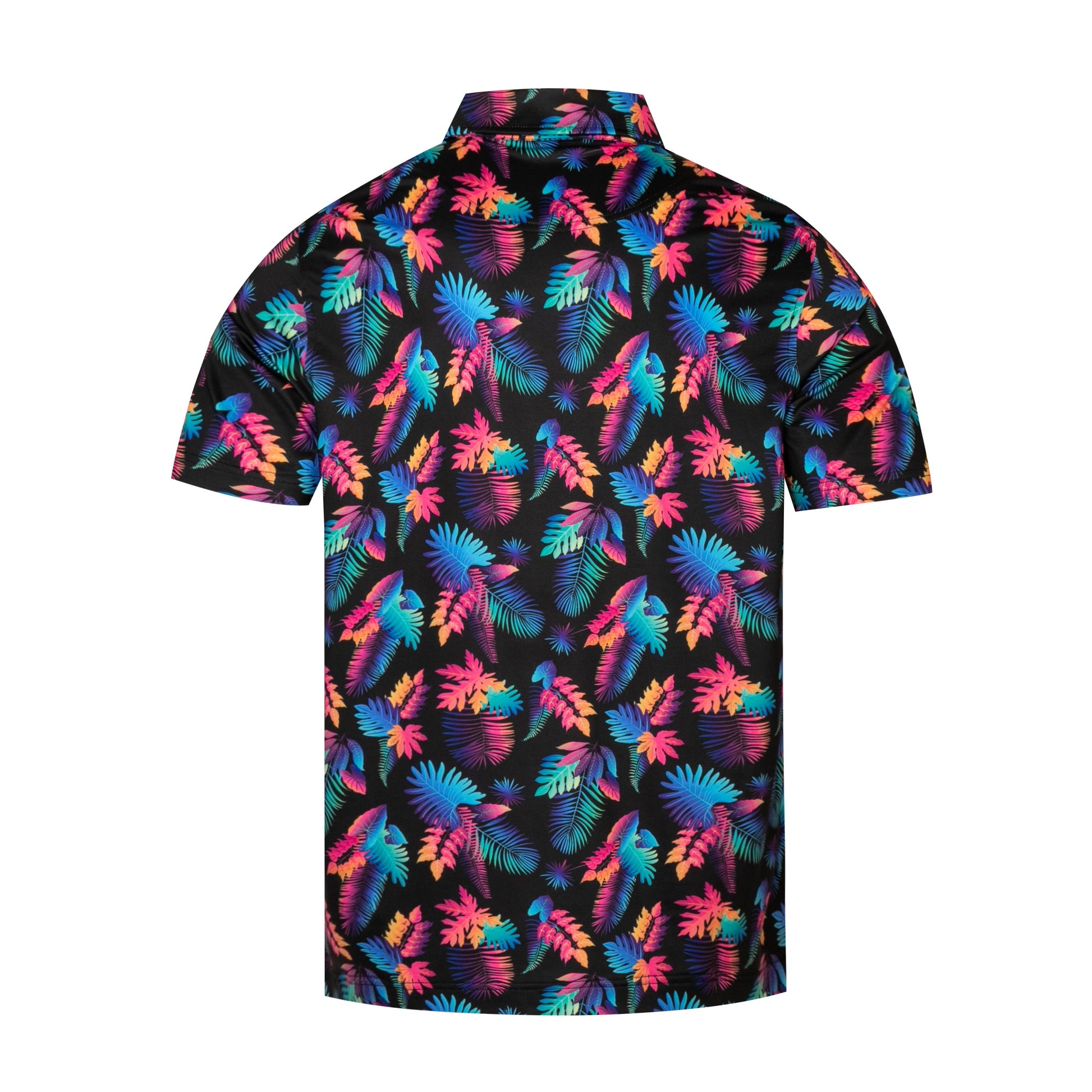 Colorful Tropical Plant Leaf Pattern Antimicrobial quick dry slim fit polo shirt