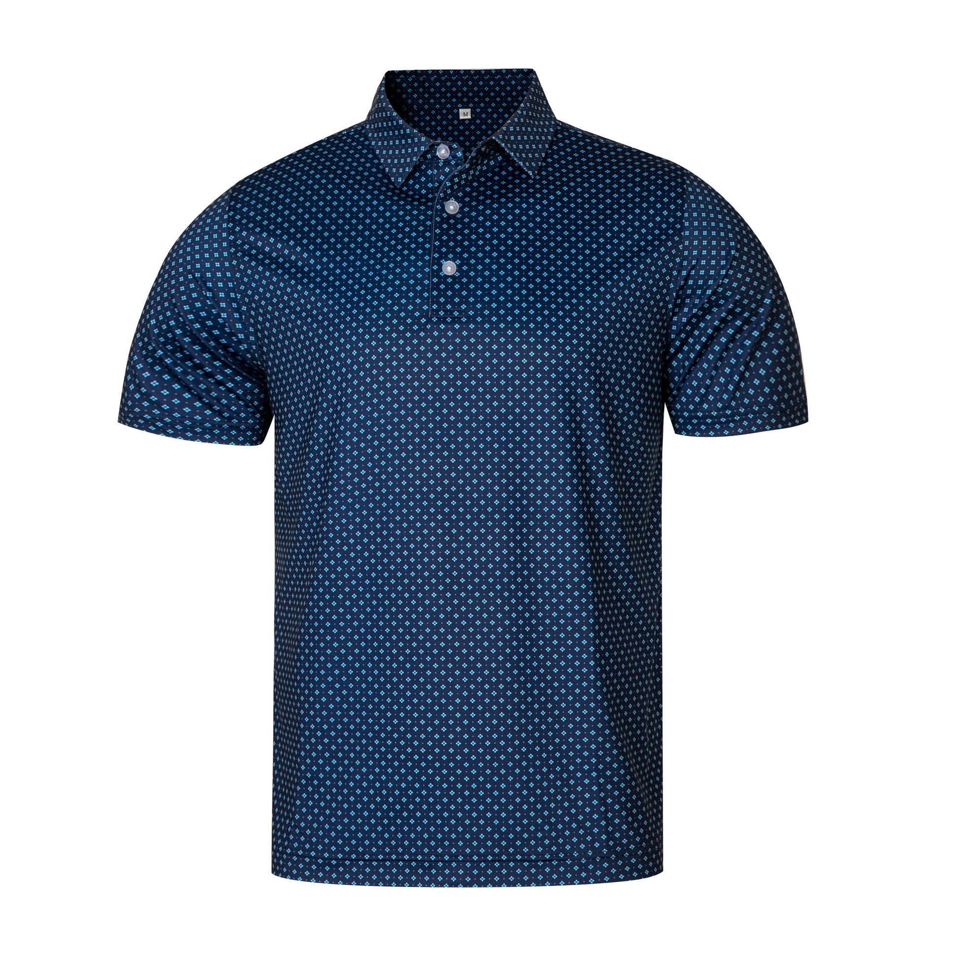 Blue diamond lattice pattern Antimicrobial quick dry slim fit polo shirt