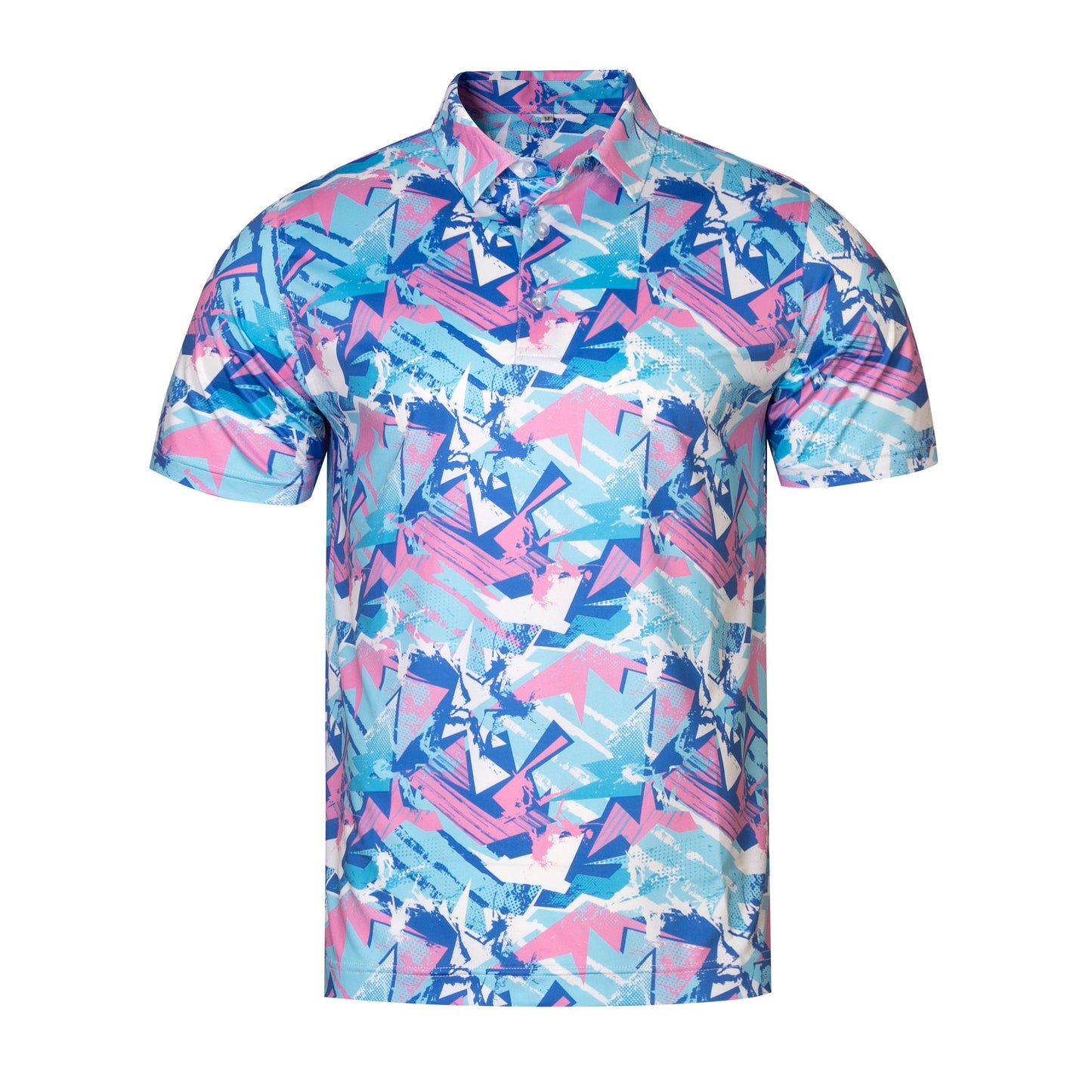 Colorful Geometric Graffiti Pattern Antimicrobial quick dry slim fit polo shirt