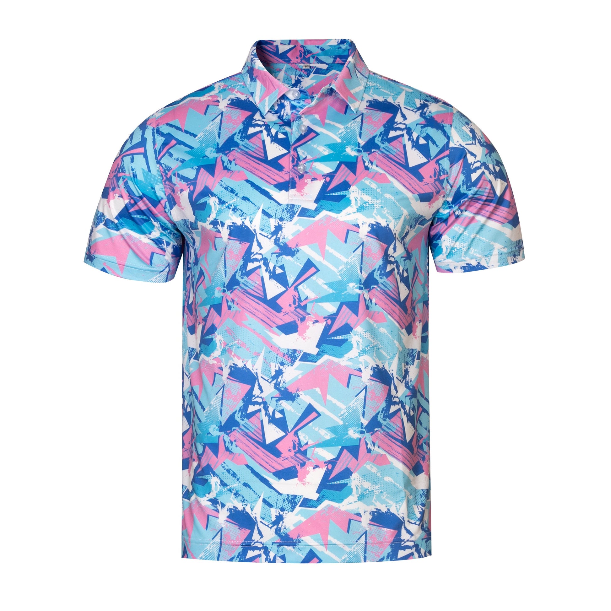 Colorful Geometric Graffiti Pattern Antimicrobial quick dry slim fit polo shirt