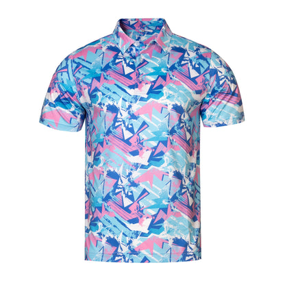Colorful Geometric Graffiti Pattern Antimicrobial quick dry slim fit polo shirt