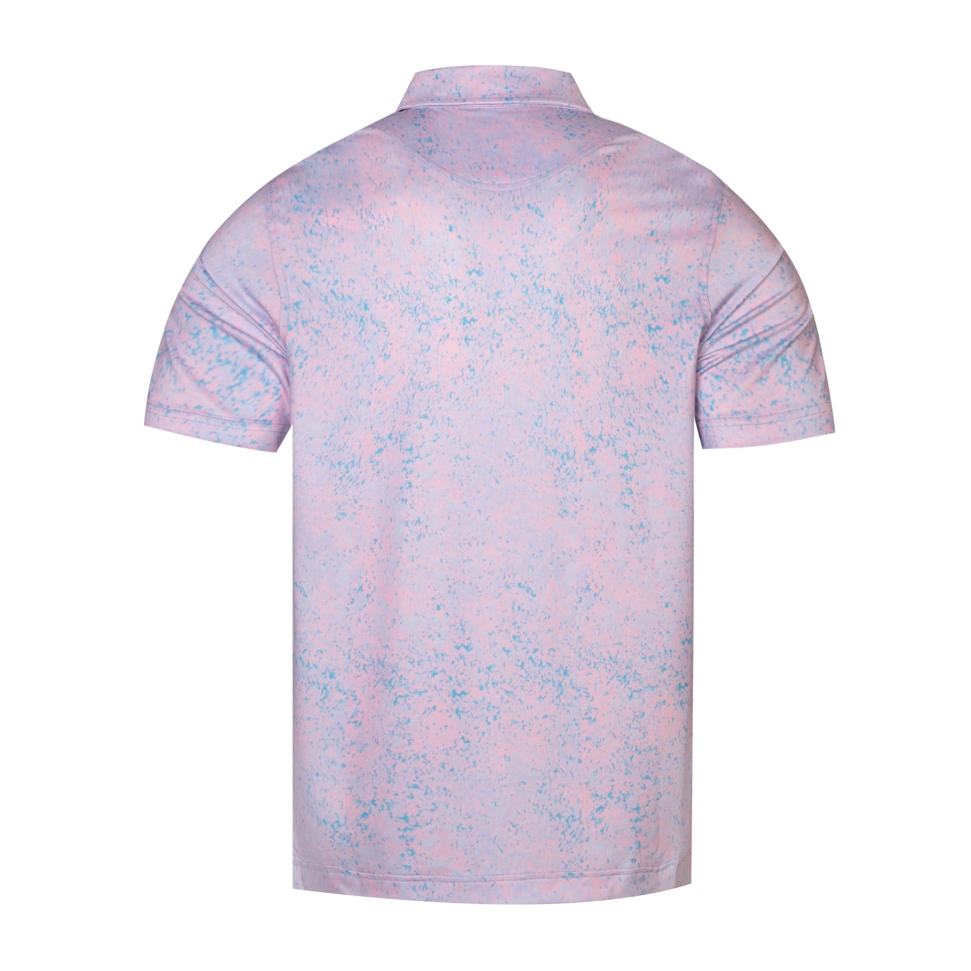Pink - blue splatter pattern Antimicrobial quick dry slim fit polo shirt