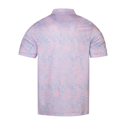 Pink - blue splatter pattern Antimicrobial quick dry slim fit polo shirt